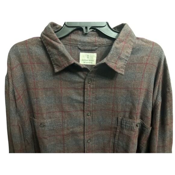 Mutual Weave 2XLT Shirt Lightweight Flannel Plum Onyx Gray Check Plaid Pocket - Picture 6 of 6